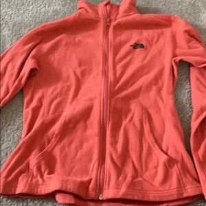 salmon north face lightweight fleece
